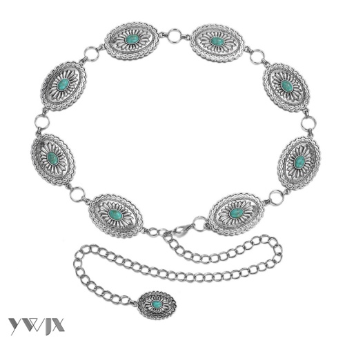 Vintage Turquoise Inlay Waist Chain for Women