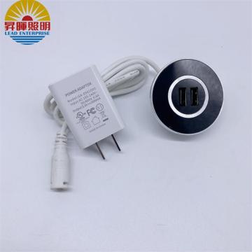 Round Desktop Dual USB Charger with Type C