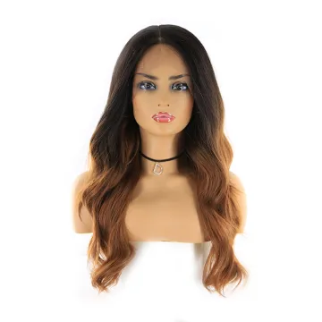 new long body curly ombre brown color 150% density free part synthetic hair lace wigs with lace frontal for women