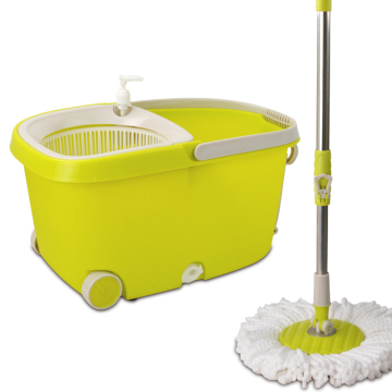 360 Rotating Plastic Magic Spin Microfiber Mop with Wheels