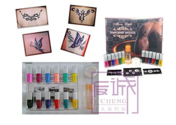 Body Art Temporary Glitter Tattoo Kit With 12 Colors Tattoo Ink