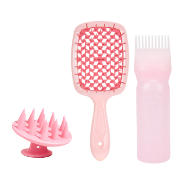 3 PCS Hair Oil Applicator Bottle Set for Dyeing, Scalp Massage, and Shampoo Brush