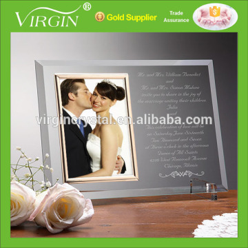 Promotional crystal glass photo picture frame for love wedding gifts