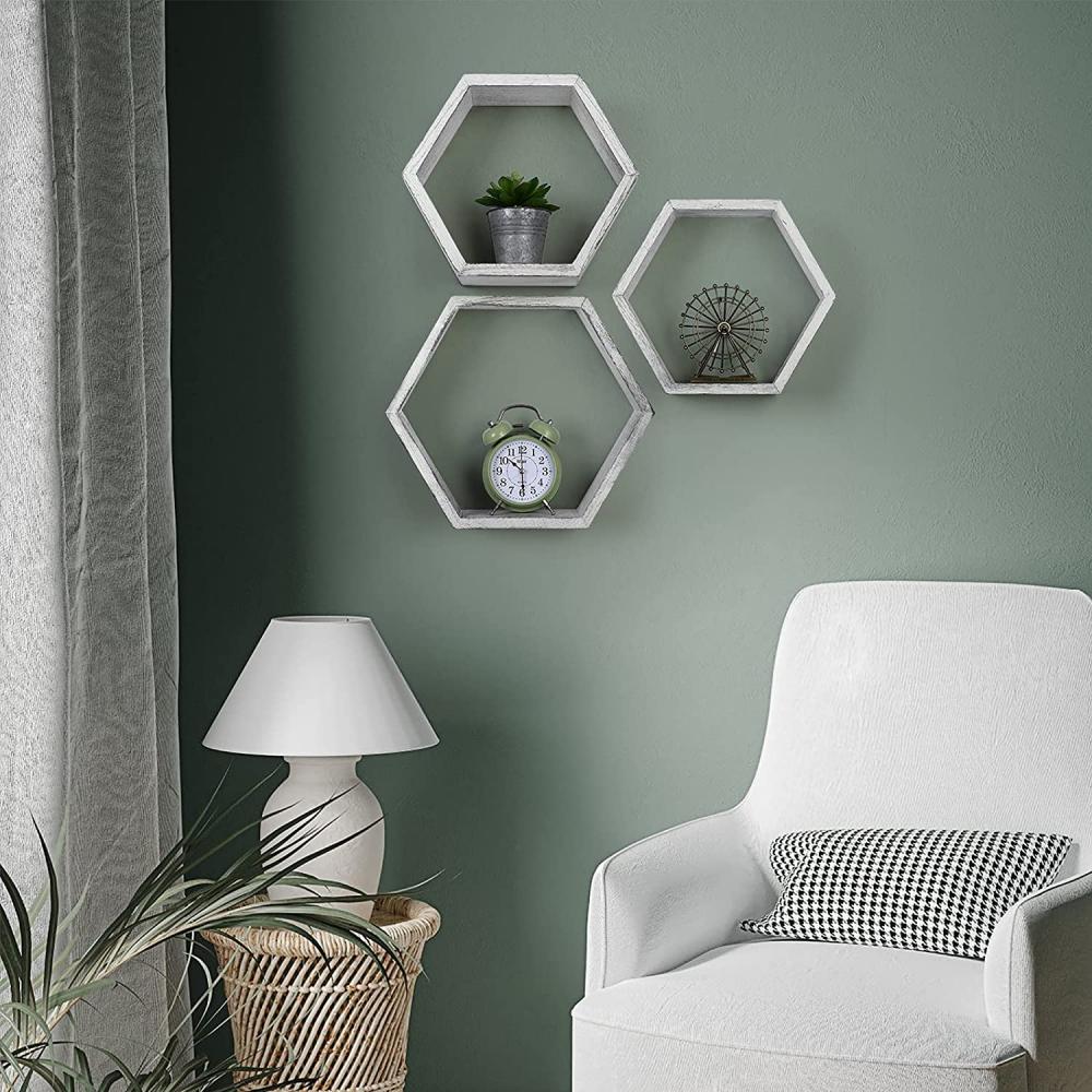 Estantes flotantes hexagonales Set montado en la pared