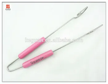 B-021 hot sale wooden handle high quality stainless steel food tongs bbq parts