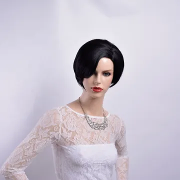 Wholesale high quality Synthetic wigs natural straight wave hair black short hair synthetic hair wigs for black women