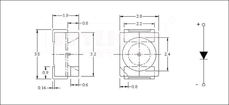 3528 SMD LED mark cathode