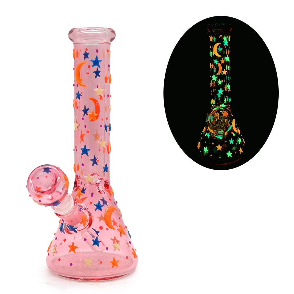 Pink Night Glow Starry Moon Glass bong