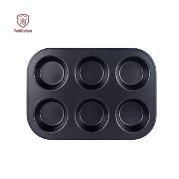 Black 6 Cup Cupcake Baking Tray - Metal Muffin Panci untuk Cetakan Kue