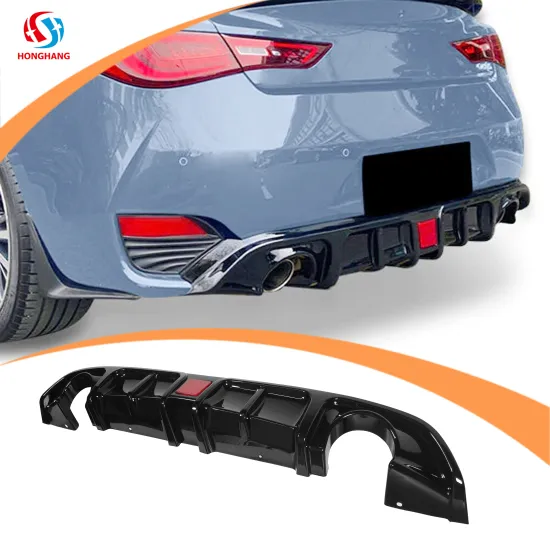 Gloss Black Carbon Fiber Rear Bumper Diffuser Lip with LED Light for Infiniti Q60 2017-2021