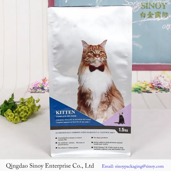 1.5 kg cat food bag aluminium foil pet food packaging bag square box block flat bottom cat dog food packaging pouch