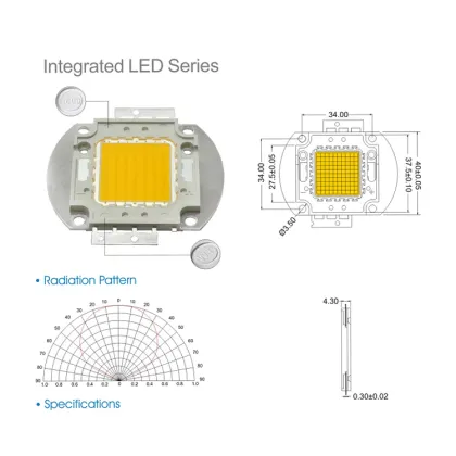 High Power LED Epistar Chips COB Integrated 30W/50W Street Light Source