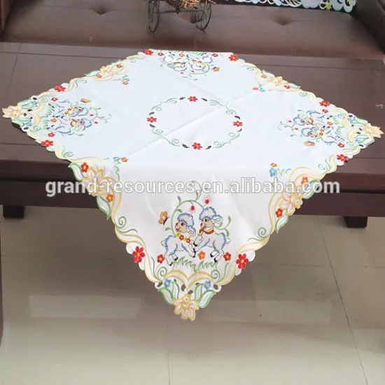Polyester easter tablecloth,Easter embroidery table cloth,Embroidered easter tablecloth