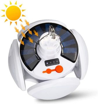 Portable Solar Rechargeable Camping Light and Lantern with Hanging Hook