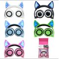 Headphone Telinga Kucing Lipat Nirkabel Stereo Berwarna-warni yang Bersinar