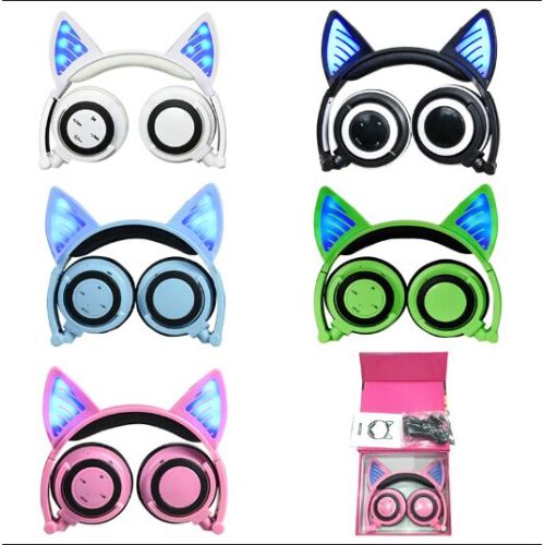 Colorful Stereo Wireless Glowing Foldable Cat Ear Headphone