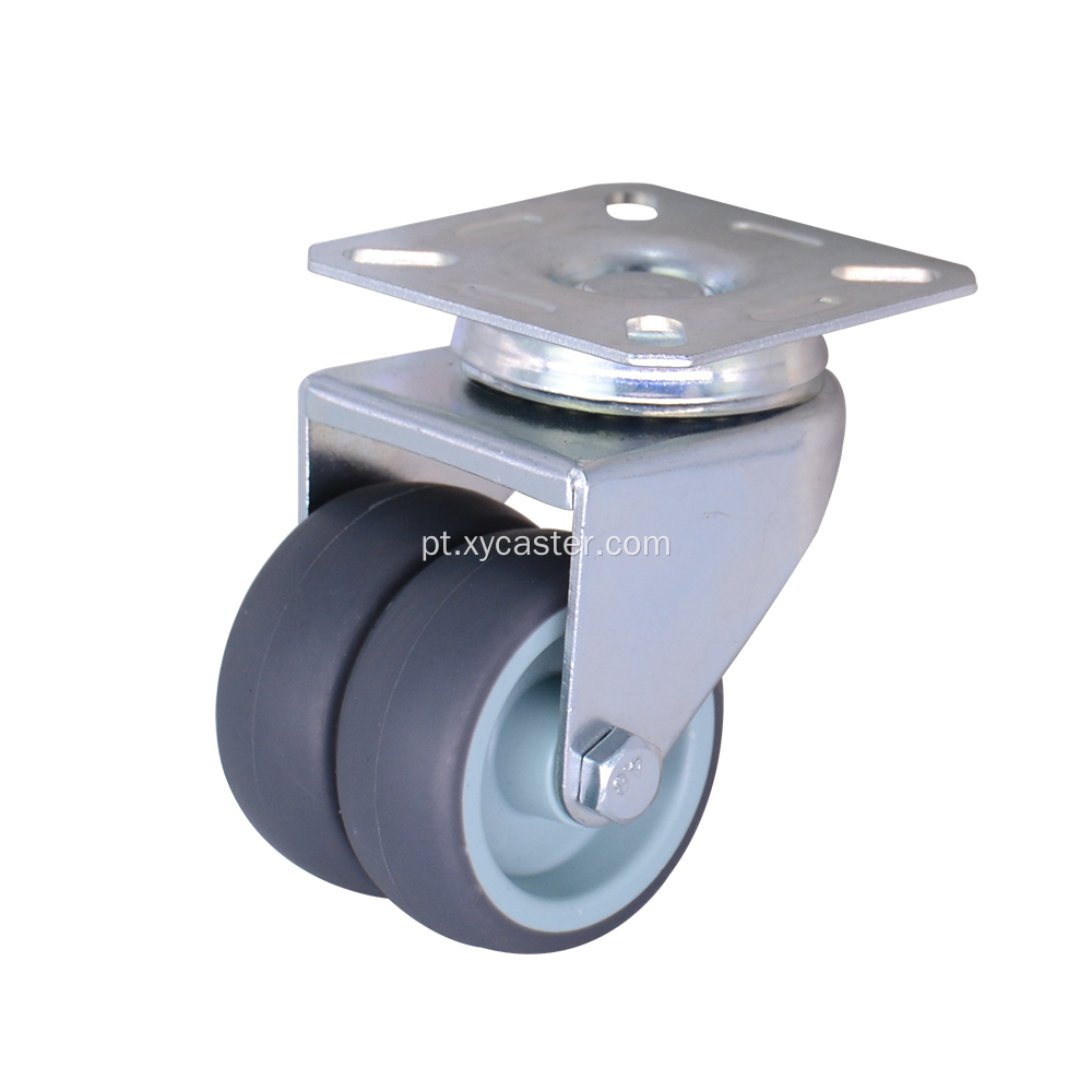 Rodízio de roda dupla 50 mm TPR giratório