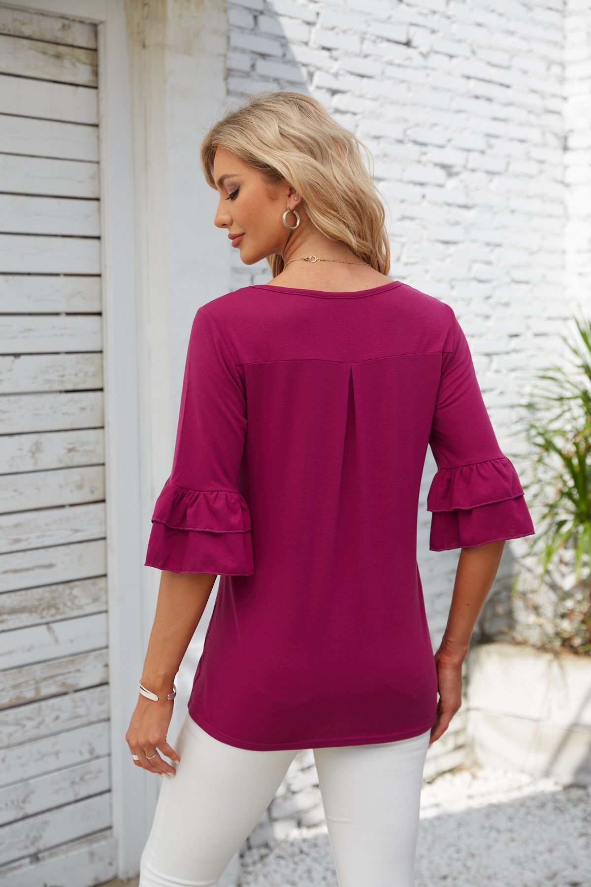 Wholesale Fashion Female Elegant Printed Shirt Chiffon Loose Long Sleeve Blouse Ladies