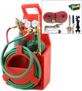 Welding Cutting Tote Carrier with Oxygen and Acetylene Regulators" could be shortened to:

"Welding Carrier with Oxygen and Acetylene Regulators" 

This title is more concise while still conveying the main elements of the product.