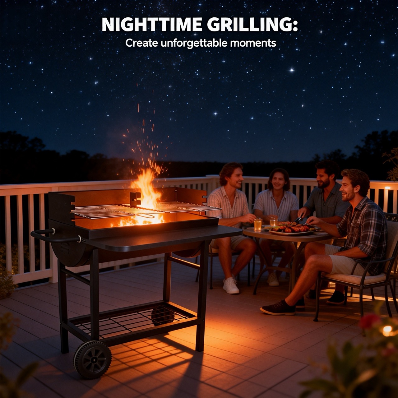 Half-barrel barbecue grill