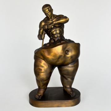 Distorted Bronze Male Sculpture with Menacing Spike
