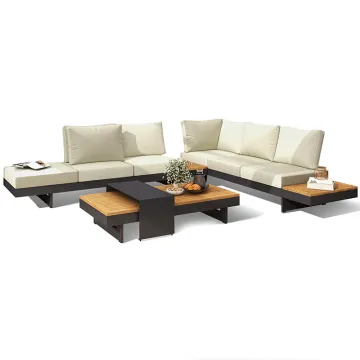 Luxury Modern Teak Wood Patio Garden Sofa Set