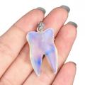 Opalite Tooth Necklace for Women Men Handmade Craved Stone Teeth