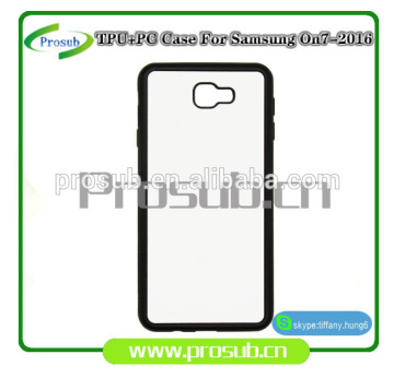 2d sublimation heat transfer PC +TPU silicon blank cell phone case with metal sheet for Prosub-Samsung On7-2016