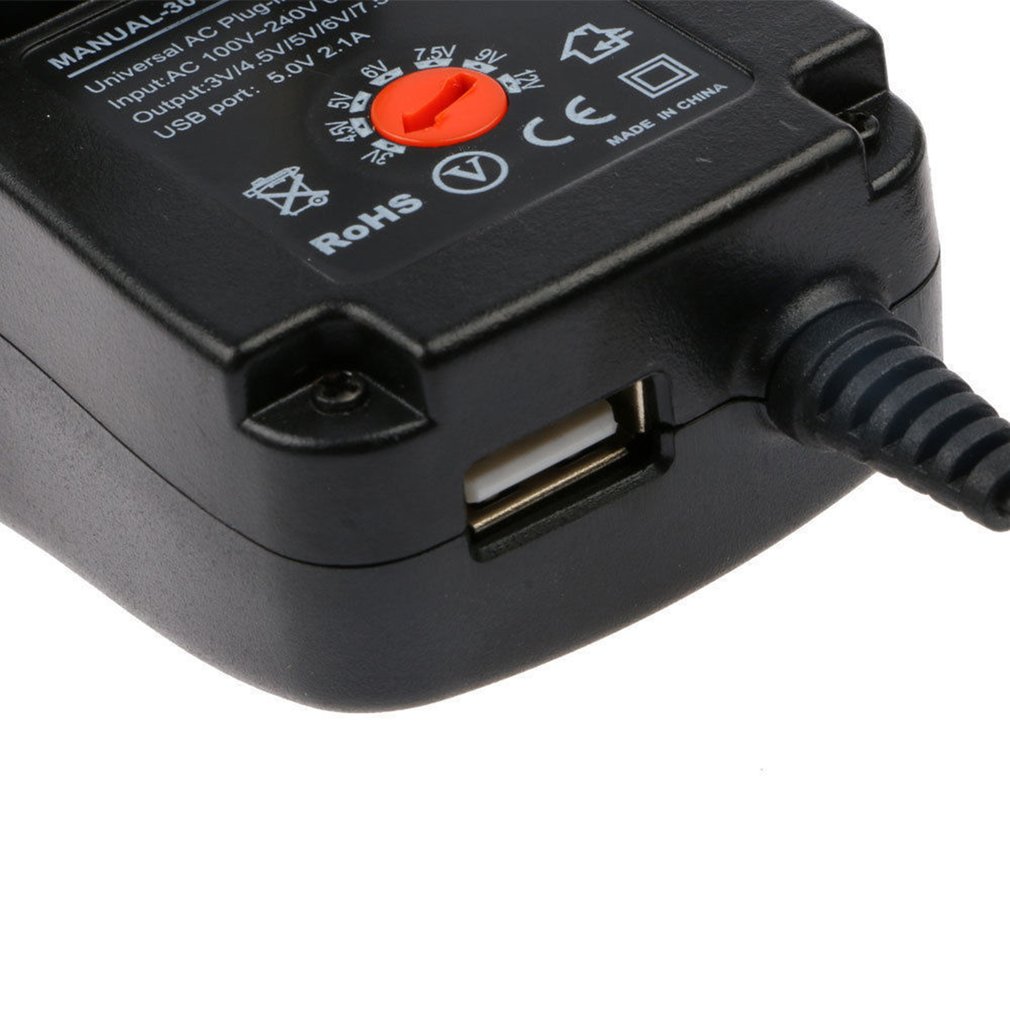 3-12V 30W 2.1A AC/DC Power Supply Adaptor Universal Charger Adaptor with 6 Plugs Adjustable Voltage Regulated Power Adapter