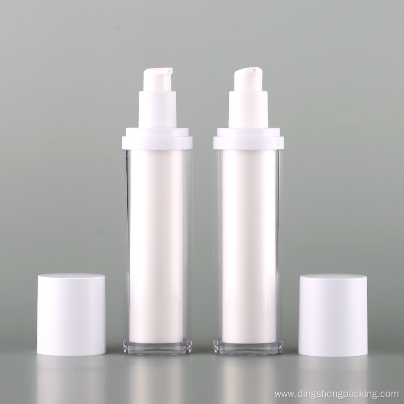 luxury round  white cosmetic airless bottle acrylic