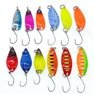 12pcs Trout Spoon Colorful Metal Spoon Lure Fishing Kit