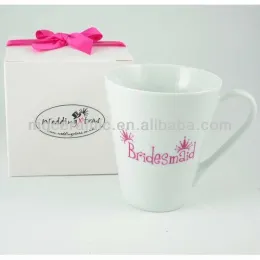 10oz V shape Real Bone china Mug with Gift box