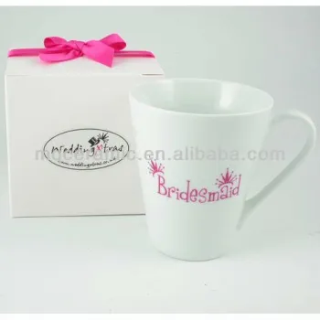 10oz V shape Real Bone china Mug with Gift box