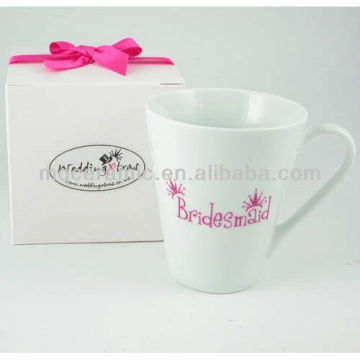 10oz V shape Real Bone china Mug with Gift box