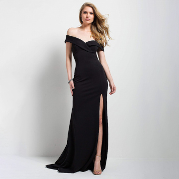 Off-shoulder black slit dresses women summer washable women lady maxi woman fashion dresses