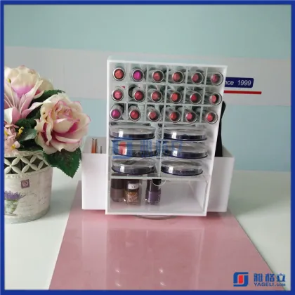 2016 Hot Sale!! Acrylic Lipstick Organizer with Brush Compartments / Rotating Acrylic Lipstick Holder