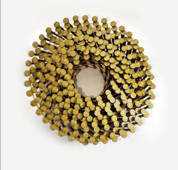 Three section thread, yellow paint, small cap coil nail