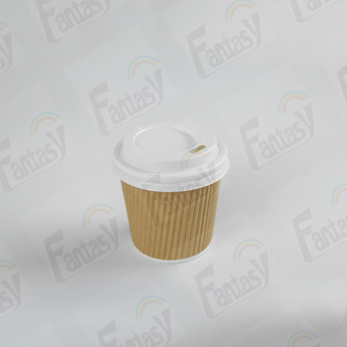 Disposable Kraft Paper Cups Ripple For Coffee Shop