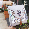Mochila multifuncional de algodón y lino para viajes al aire libre