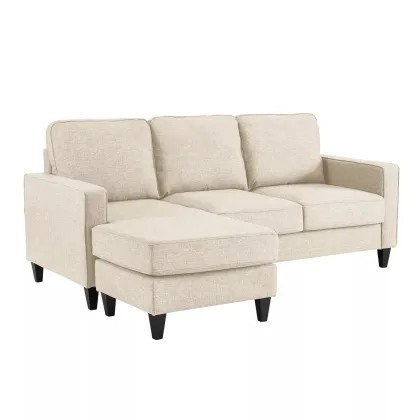 Reversible Small Living Room Sofy Fabric Upholstered Sectional Sofa Sets