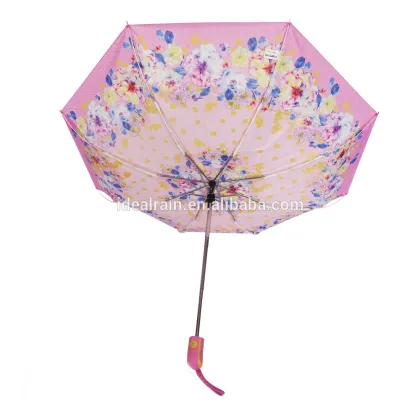 21" automatic foldable windproof flower umbrella with totes bag