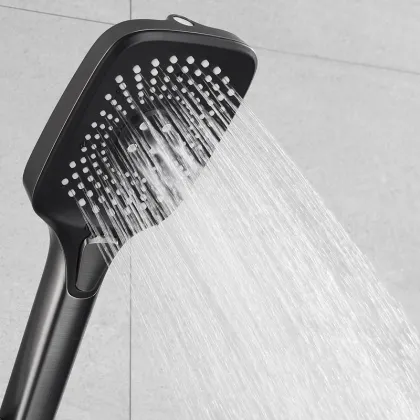 Kaiping Yubin Gun Grey Thermostatic Multifunction Shower Set with Piano Keys - Constant Temperature Bathroom Shower Suite