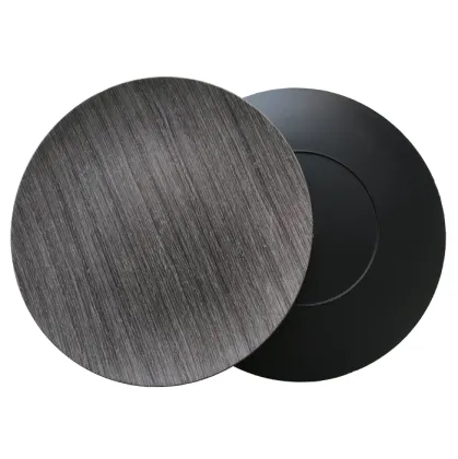 Round Gray Grain Plastic Charger Plate