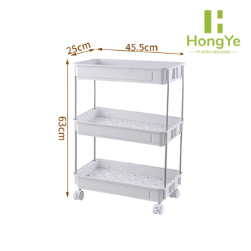 Carro de almacenamiento móvil transparente de 3 niveles para el hogar