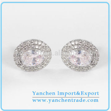 American Most Popular Item Best Selling Crystal Diamond Earring Studs With Rhodium Plated