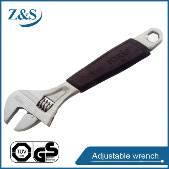 Concave-setting dipped handle adjustable wrench nickel plated