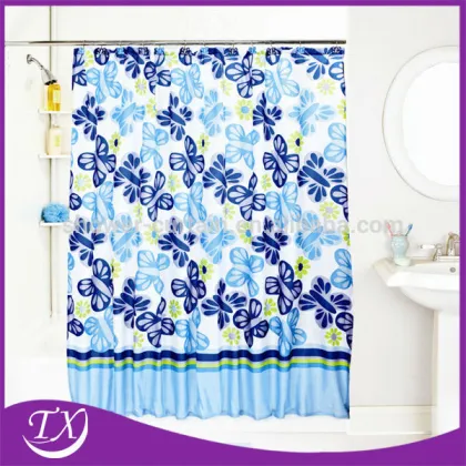eyelets blue flower south american shower curtains