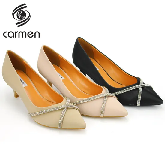 Pu high heels with rubber soles for women