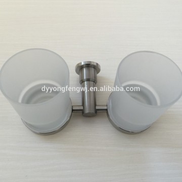 stainless steel double tumbler holder with glass