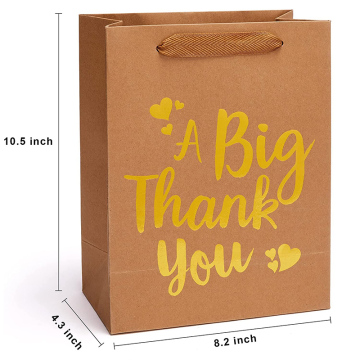 Custom Luxury Ribbon Handle Boutique Kraft Paper Bags with Logo
